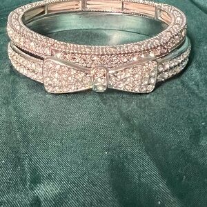Elegant Silver tone Bow Bracelet set